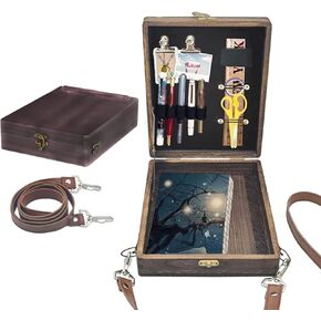 كتاب Ycosan Writers Messenger Wood Box ، حقيبة أدوات فنان محمولة خشبية ، هدايا فنان ، مربع رسم Easel