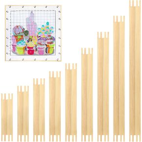 SEELOOWY 18 مجموعات قضبان نقالة Needlepoint 9 أحجام قضبان نقالة عادية إبرة إطار قضبان نقالة خشبية من أجل إبرة التطريز إكسسوارات الإكسسوارات الحزمة الحزمة