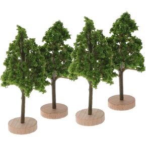 Kichvoe 4pcs أشجار الأشجار الأشجار المصغرة الأشجار مع قاعدة ، وأشجار هندسة المناظر الطبيعية للدرار لحرف DIY ، ونموذج البناء ، والمناظر الطبيعية