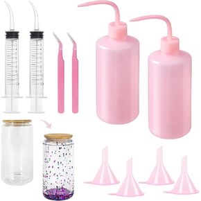 10 PCS Snow Globe Supplies Supplies Kit - DIY Snow Globes Setsories Tumbler Sets تشمل زجاجات الضغط العازمة ، المسلح ، المحاقن ، الملقط ، أدوات أكواب غلوب الثلج الأساسية للبائعين اللامعين.