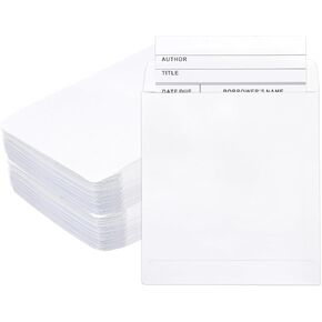 140 Pieces Library Card Pockets White Library Card Envelopes with 140PCS Removable Adhesive Dots for School Office Public Library Books