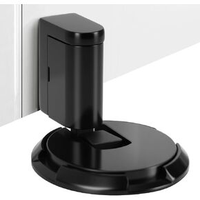 Mechanical Door Stopper with Adjustable Height - Windproof Heavy Duty Design, No Drilling Installation, with 3M Adhesive & Screws for All Floor Types (Matte Black)