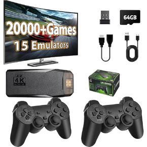 Retro Gaming Console Classic M8 64g اللاسلكي عصا ، 20000+ ألعاب ، 4K HDMI الإخراج CLOP & PLAY Console المحمولة مع GAMEPAD اللاسلكي 2.4G ، هدايا للأطفال البالغين