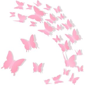 48 Pieces Butterfly Wall Decor DIY Mirror 3D Butterfly Stickers Removable Butterfly Decals for Home Nursery Classroom Bedroom Bathroom Living Room Decor (Black)