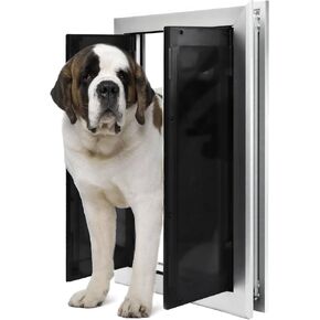 Large Dog Door for Door - Large Doggy Door for Exterior Door, Aluminum Dog Door for Medium Large Dogs Up to 100 lbs with Panel Opening & Lock Panel for Ruff Weather