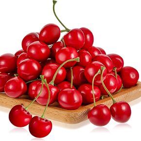 الكرز الاصطناعي زينة الكرز الاصطناعي محاكاة الكرز فاكهة الكرز فاكهة الكرز نموذج الفاكهة وهمية لديكور الحفلات المنزل مطبخ مجلس الوزراء التصوير الفوتوغرافي لعبة الإدراكية (50 قطعة)
