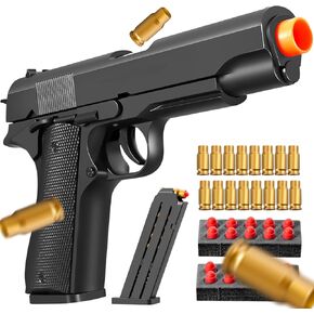 Soft Bullet Foam Blasters Shell ejecting eva Ball Pistol Realistic Toy Dart Hand Gun Cool Stuff That Look Real Fake Model Guns for Age Year Old Boy Teen Teenager Adult Gift Ideas (Black)