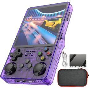 R36S Plus Game Game Console 4.0-In 720*720 IPS OCA Screen RK3326 3200MAH R36SPLUS مع حالة محمولة أصفر 64GBVER.