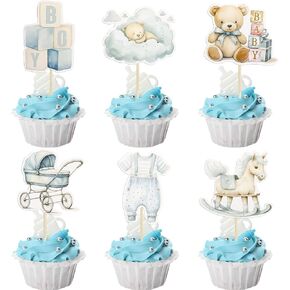 ephlyn 36pcs baby boy cupcake topcake topcake decorations duth dearm for boy bear ste a boy cupcake decorations for baby boys birmility party cake cake cake blue