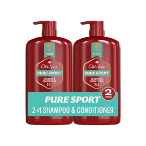 Old Spice Pure Sport 2in1 Shampoo and Conditioner for Men, Twin Pack, Lemon, 58.4 Fl Oz