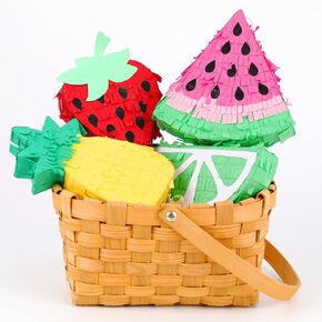 4 PCS MINI Fruit Piñata Cinco de Mayo Party Decorations Strawberry Lemon Paneaple Watermelon Piñata Mexican Fiesta DIY Craft for Summer Hawaiian Carnival Party