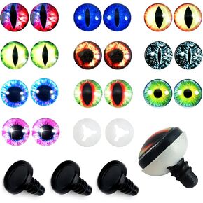 TOOB 20pcs عيون الأمان لتوهج Amigurumis Glass 16 مم في Dark Dragon Safety Eyes Crafts عيون مع غسالات للحيوانات المحشوة بدمى صنع الدمية
