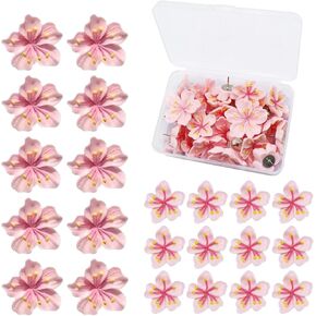 دبابيس الدفع الزخرفية 40 pcs اللطيف الإبهام ، مسامير الإبهام الزهرة ، دبابيس دفع الزهرة ، مناسبة لزهرة الفلين Peach Floh