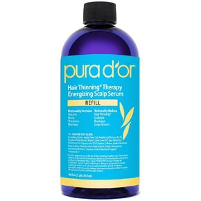 PURA D'OR Scalp Therapy Energizing Scalp Serum Revitalizer (4oz) with Argan Oil, Biotin, Caffeine, Stem Cell, Catalase & DHT Blockers, All Hair Types, Men & Women (Packaging may vary)