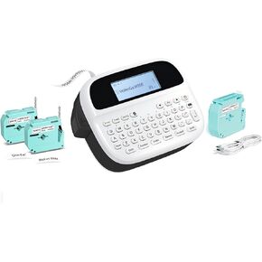 M950 Bluetooth Label Maker Machine with-Tape, Rechargeable Labeling Machine with Backlit LCD,M-K231 Label Tape Replacement for Brother P-Touch M Tape M-K231S M231 MK231 2-Pack