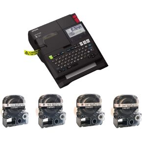 LABELWORKS LW-PX750 Industrial Label Maker and Magnet Tape Bundle - LW-PX750 Label Maker and 4 Black on White Printable Magnet Tapes (.5", .75", 1" x 2)