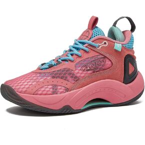 AND1 Gamma 4.0 SS Boys & Girls Basketball Shoes, Kids Youth Cool Basketball Sneakers with Strap - White/Dark Pink, 6 Big Kid