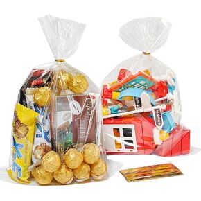 Qoiuso 126pcs 9x12 أكياس علاج السيلوفان: أكياس هدايا واضحة من البلاستيك مع علاقات لهدايا Candy Goodie Cookie و Favors التغليف ، والتعبئة والتغليف من الفشار الحلقية المصنوعة يدويًا مصنوعة يدويًا