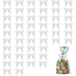 50 PCS Twist Tip Dows ، أقواس الشريط الأبيض المربوطة مسبقًا للكعك ، دش الزفاف ، غلاف الهدايا ، عيد الميلاد ، مفضلات الزفاف