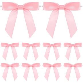 أقواس Twist Tie - 50pcs أقواس الشريط الساتين الوردي الخالص ، 2.75 " - زخارف غلاف الهدايا لحفلات الزفاف والحفلات والمزيد
