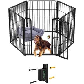 FXW 32" H 6 Panels Dog Playpen & Fence-to-Wall Anchors