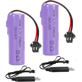 3.7V 2500mAh Li-ion Rechargeable Battery (2 Pack) for Carrera rc Mario Kart, Toy car Size: 2.67 * 0.7inch
