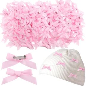 200 PCS Coquette Pink Bow Charms Pins Safety Pins Bow Bow Sarms for Socks Cute Y2K Lode Clother Pins for Thirts Haps Hloves Drits Coquette Decor