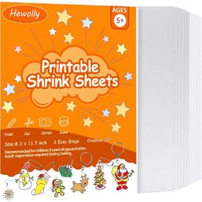 hewolly 12 pcs قابلة للطباعة ألواح بلاستيكية للأطفال ، تتقلص أفلام أوراق للأطفال الإبداعية. 8.3 × 11.7 بوصة / 21 × 29.5 سم (حجم A4)