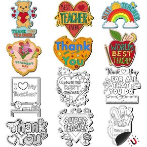 Ertyjikg 36 PCS تقدير المعلم مجموعة Magnets Craft ، ملون يوم المعلم الخاص بك مغناطيس Craft DIY شكرا لك المعلم كوكب مجموعة ديكورات للأنشطة المدرسية يوم المعلم