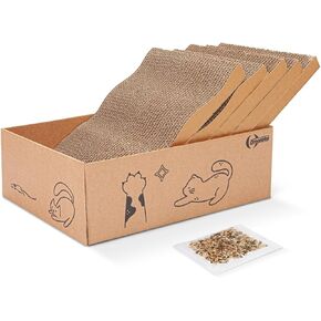 5 in 1 Cat Scratcher Cardboard,XL-Large Cat Scratch Pad,Cat Scratching Boards with Box for Medium to Large Cat Indoor Use Protecting Furniture Wall and Sofa