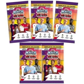 2023/24 TOPPS MATCH ATTAX UEFA Champions Collection Collection of (5) PACK FOIL Packs مع 60 بطاقة! ابحث عن أفضل النجوم بما في ذلك Erling Haaland و Kylian Mbappe و Vinícius & More!