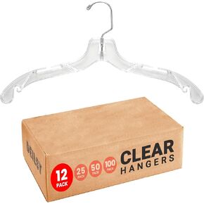 Clear Plastic Hangers 12 Pack Shirt Hangers Clear Plastic Hangers Crystal for Clothes Hangers - Hangers Space Saving Heavy Duty - Durable Shirt & Coat Hangers Closet Hangers Dress Hangers