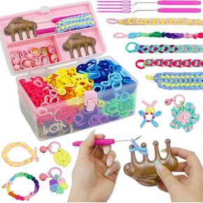 مجموعة نسيج النسيج من Staova Kids ، مجموعة مع مشط نسج الأرانب ، 1200+ علاقات شعر ملونة ، DIY ، حالة منظم ، هدية سوار من فرقة المطاط لمدة 6-16 سنوات الفتيات الفتيات