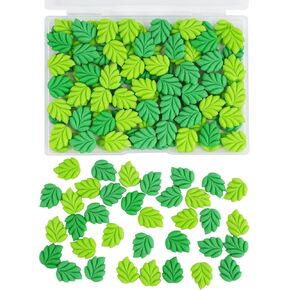 Charms 100pcs Slime Charms Resin Leaves Cute Bulk Mixed Grass Green and Dark Green Resin Embellishments for DIY Crafts Making Decorations,Scrapbooking Phone Case Decor ﻿