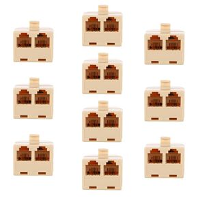 ARTIBETTER 10pcs Telephone T-Adapter, Duplex Jack Phone Wall Adapter, 2-Way Phone Splitter, Line Wall Splitter Adapter, RJ-11 Plug Jack Cord