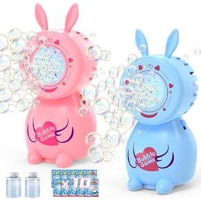 Machine Bubble Machine Eaglestone 2 حزم ، منفاخ Bunny Bubbles الأوتوماتيكي للأطفال ، ألعاب Bubble Blaster مع ضوء LED ، حلول - هدايا للأولاد ، الفتيات ، في الهواء الطلق ، عيد ميلاد ، حفلة