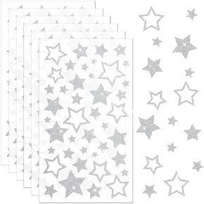 6 أوراق ملصقات Silver Silver Star ، ملصقات النجوم الصغيرة اللطيفة للمكافأة للأطفال ، ملصقات Sparkle Star ملصقات DIY ، مستلزمات المعلمين في الفصل الدراسي ، زخرفة بطاقات الكتب الدقيقة ،