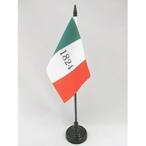 Alamo 1824 Table Flag 4 '' x 6 '' - Alamo 1824 - USA Desk Flag 15 × 10 سم - عصا بلاستيكية أسود وقاعدة - علم AZ