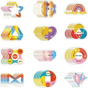 60pcs ملصقات حسية ، 12 أنماط ملصقات قابلة لإعادة الاستخدام للبالغين مكتب مدرسة المراهقين الفصول الدراسية