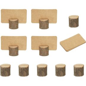 حامل بطاقة Patikil Wood Place ، حامل علامة 10 حزم مع بطاقات مكان أسطواني رقم رقم بطاقة اسم بطاقة اسم عرض قائمة الصور ، بني