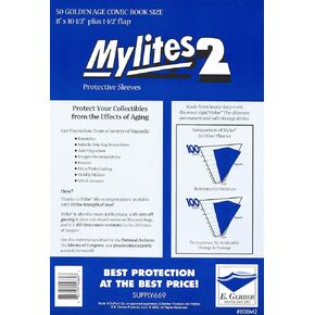 Mylites 2 Mil Comic Book Golden Age Size 8 "× 10 1/2" بالإضافة إلى 1-1/2 "حزمة رفرف من 50