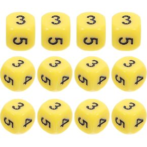 Math Numbers Dice 12pcs 0-5 Acrylic Number Dices 16mm Rounded Corner Table Game Dice Mini Teaching Learning Dice Party Supply