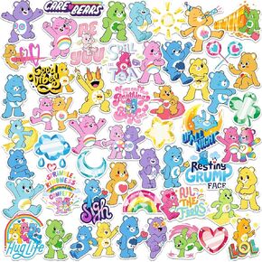 Care Bears Unlock The Magic 50CT Sticker Pack Large Deluxe Stickers Variety Pack - Laptop, Water Bottle, Scrapbooking, Tablet, Skateboard, Indoor/Outdoor - Set of 50