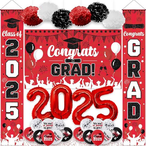 Teal Graduation Decorations 2025, Class of 2025 Decorations, Teal And Black Graduation Decorations 2025 Include Proch Banner, Balloons, Backdrop and Paper Pompoms in Saudi Arabia