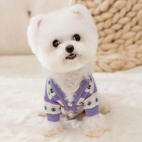 Cute Tulip Flower Sweater Winter Dog Sweater Puppy Coat Thick Dog Clothes for Small Medium Dogs Boy Girl in Kuwait