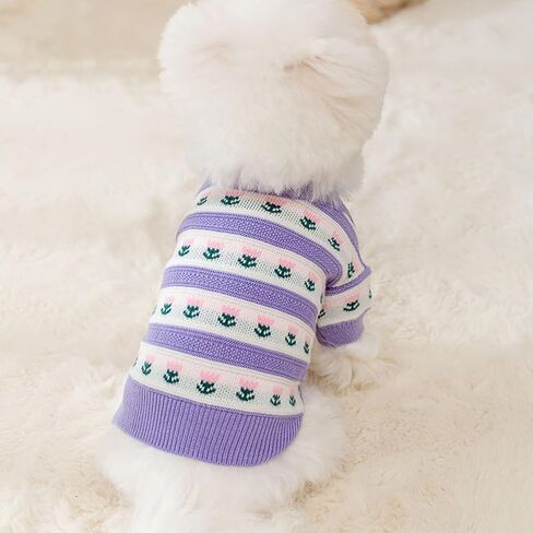 Cute Tulip Flower Sweater Winter Dog Sweater Puppy Coat Thick Dog Clothes for Small Medium Dogs Boy Girl in Kuwait
