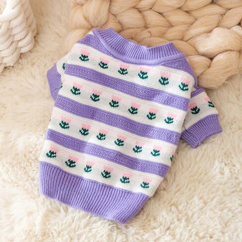Cute Tulip Flower Sweater Winter Dog Sweater Puppy Coat Thick Dog Clothes for Small Medium Dogs Boy Girl in Kuwait