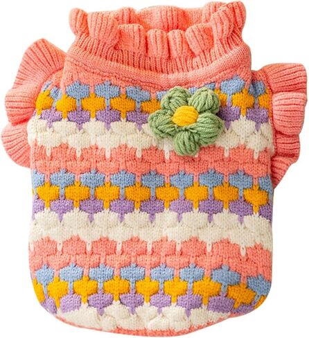 Cute Tulip Flower Sweater Winter Dog Sweater Puppy Coat Thick Dog Clothes for Small Medium Dogs Boy Girl in Kuwait