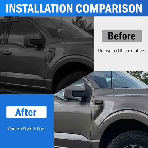 Car Fender Side Vents Fender Spoiler Decorative Stickers, Auto Exterior Air Flow Intake Hole Grille, Compatible with Ford F150 F 150 2021-2023, Carbon Fiber Black in Kuwait