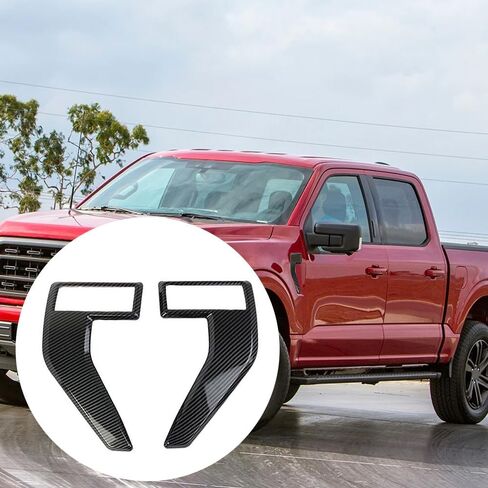 Car Fender Side Vents Fender Spoiler Decorative Stickers, Auto Exterior Air Flow Intake Hole Grille, Compatible with Ford F150 F 150 2021-2023, Carbon Fiber Black in Kuwait